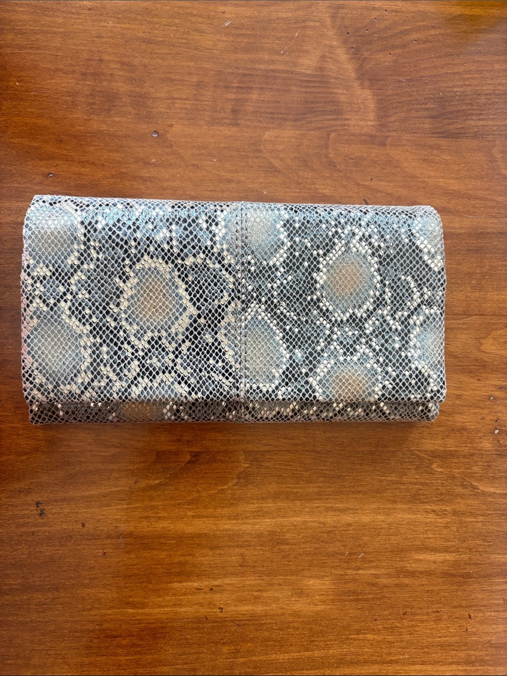 HOBO Snake-Print Fold Wallet/wristlet in Black, Gray, Cream